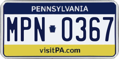 PA license plate MPN0367