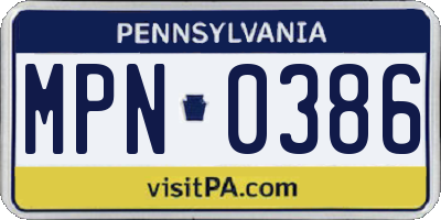 PA license plate MPN0386