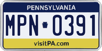 PA license plate MPN0391