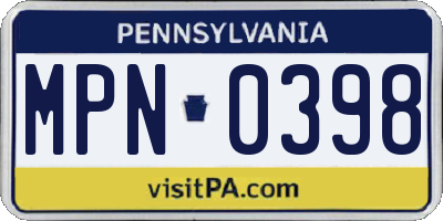 PA license plate MPN0398