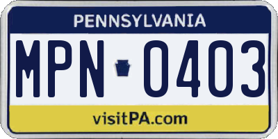 PA license plate MPN0403