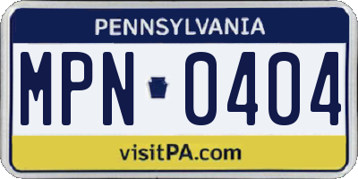 PA license plate MPN0404