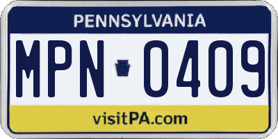PA license plate MPN0409