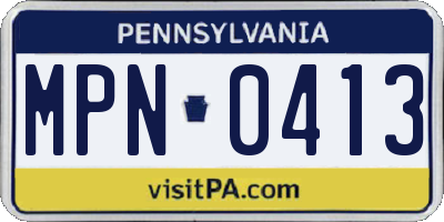 PA license plate MPN0413