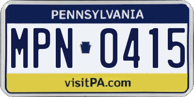 PA license plate MPN0415