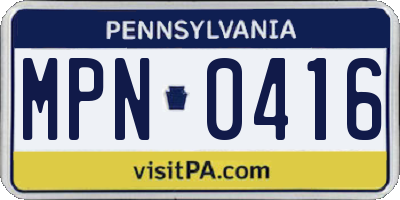 PA license plate MPN0416