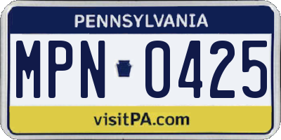 PA license plate MPN0425