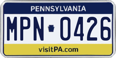 PA license plate MPN0426