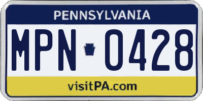 PA license plate MPN0428