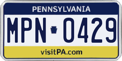 PA license plate MPN0429