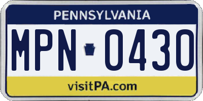 PA license plate MPN0430