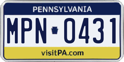 PA license plate MPN0431