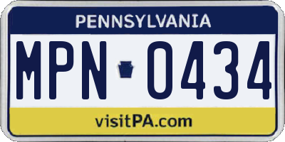 PA license plate MPN0434