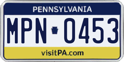 PA license plate MPN0453