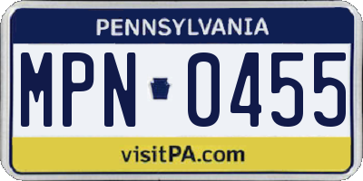 PA license plate MPN0455