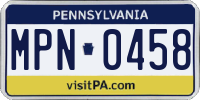 PA license plate MPN0458