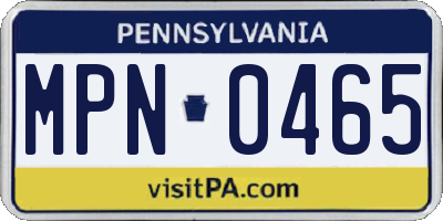 PA license plate MPN0465