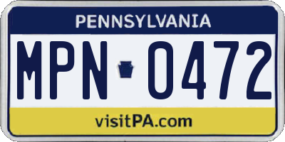 PA license plate MPN0472