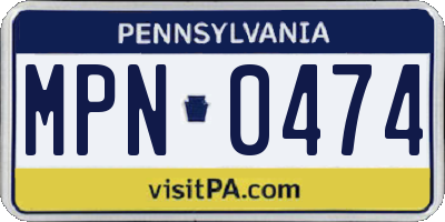PA license plate MPN0474