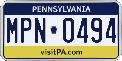 PA license plate MPN0494