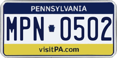 PA license plate MPN0502