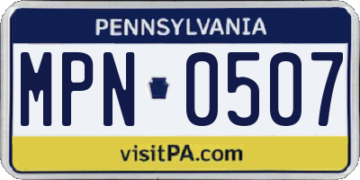 PA license plate MPN0507