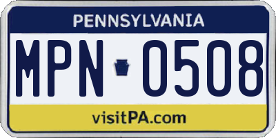 PA license plate MPN0508