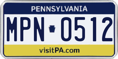 PA license plate MPN0512