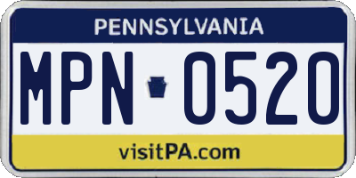 PA license plate MPN0520