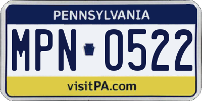 PA license plate MPN0522