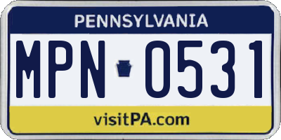 PA license plate MPN0531