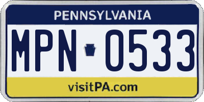 PA license plate MPN0533