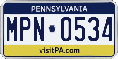 PA license plate MPN0534
