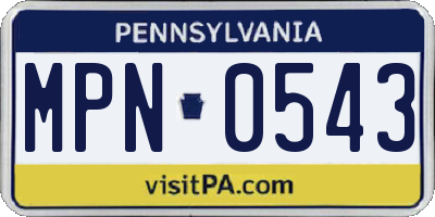 PA license plate MPN0543