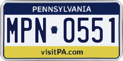 PA license plate MPN0551