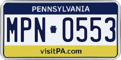 PA license plate MPN0553