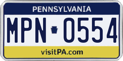 PA license plate MPN0554