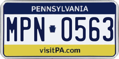 PA license plate MPN0563