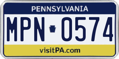PA license plate MPN0574