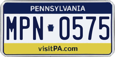 PA license plate MPN0575