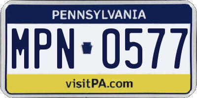 PA license plate MPN0577