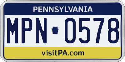 PA license plate MPN0578