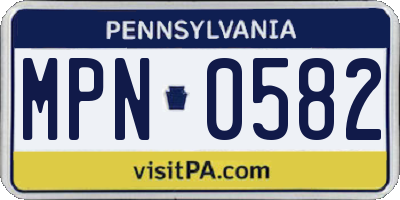 PA license plate MPN0582