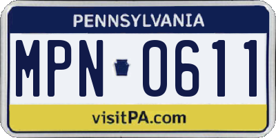 PA license plate MPN0611