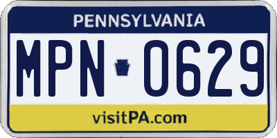 PA license plate MPN0629