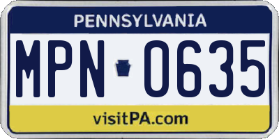PA license plate MPN0635