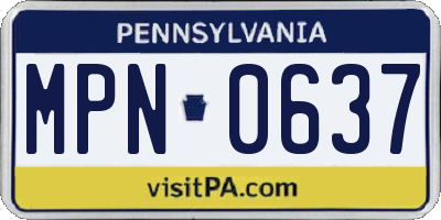 PA license plate MPN0637