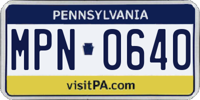 PA license plate MPN0640