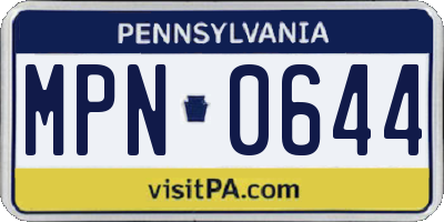 PA license plate MPN0644