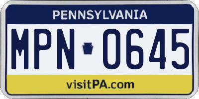 PA license plate MPN0645